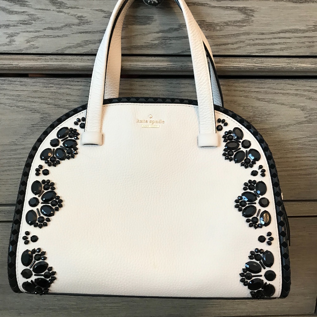Kate Spade Beige Handbag With Black Beads